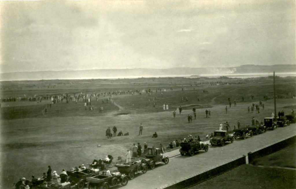 The Hoylake golf links from Stanley Road in the 1920's